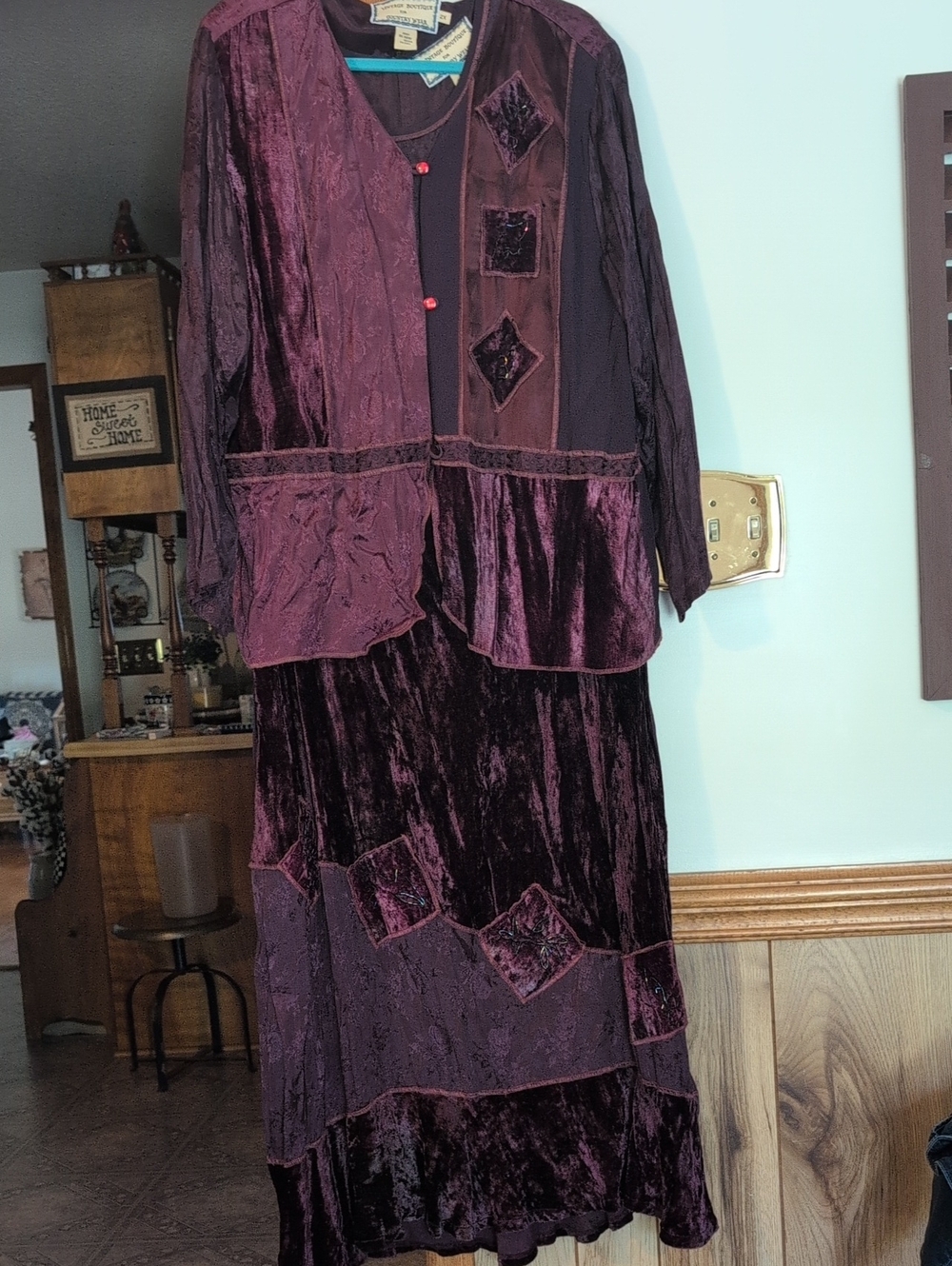 Plum Velvet Two-Piece Skirt Set - Rich Deep Purple